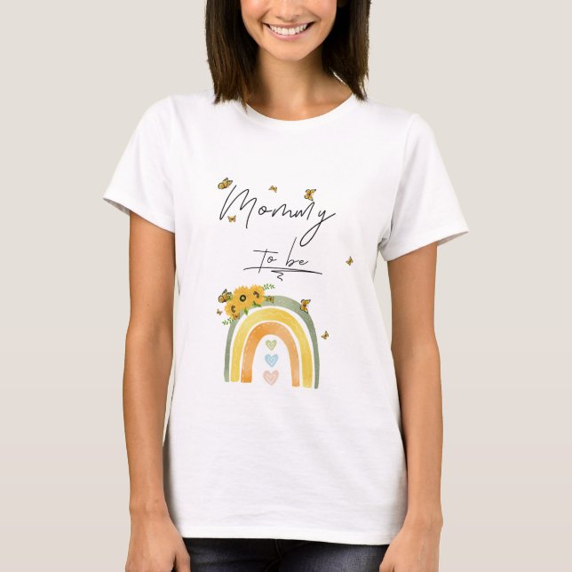 T-shirt Boho Arc-en-ciel avec Tournesols Future Maman  (Devant)