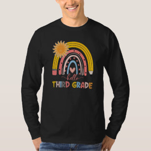 T-shirt Boho Arc-en-ciel Bonjour Enseignant de troisième a