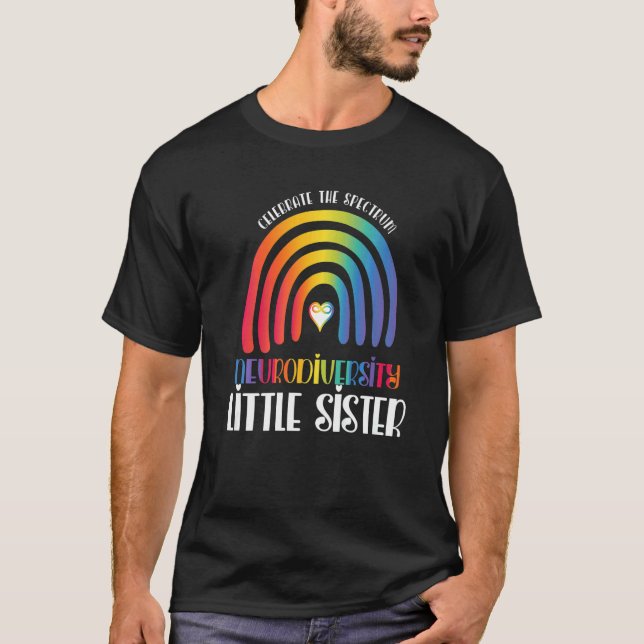 T-shirt Boho Arc-en-ciel Petite Soeur Neurodiversité Famil (Devant)