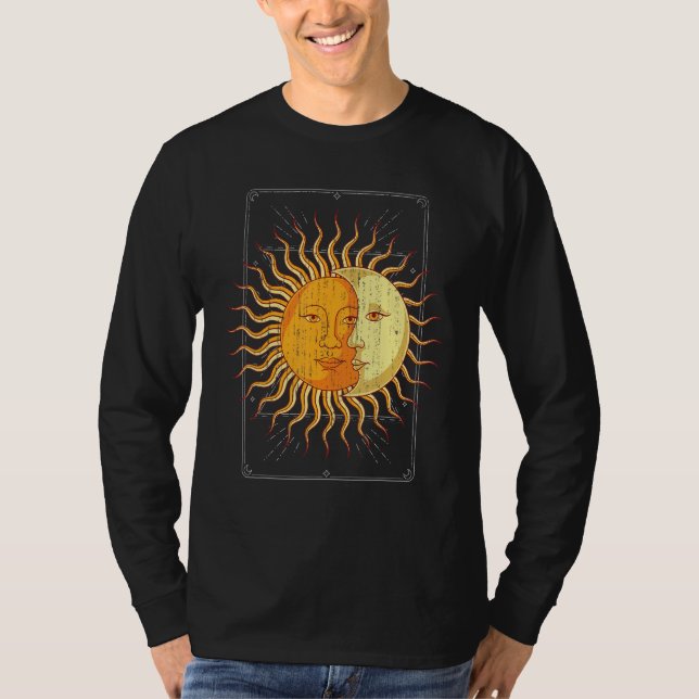 T-shirt Boho Astronomy Celestial Body Sun Crescent Moon As (Devant)