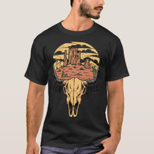 T-shirt Boho Bull Sketch Desert Sunset Roam Free Western C