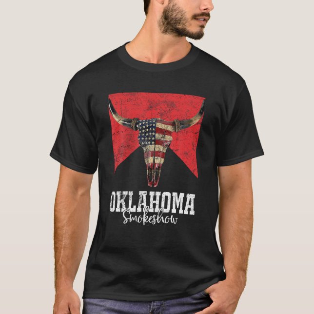 T-shirt Boho Bull Skull Cow Oklahoma Smokeshow Western Cou (Devant)
