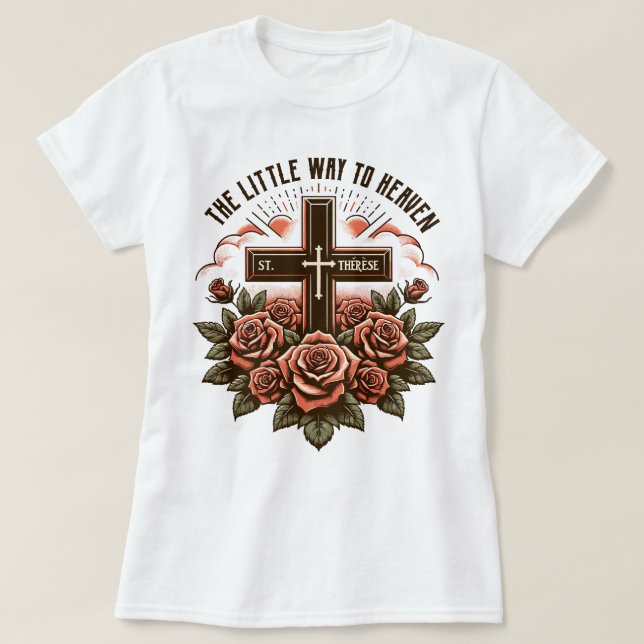 T-shirt Boho Catholique St Therese Little Way Traditionnel (Design devant)