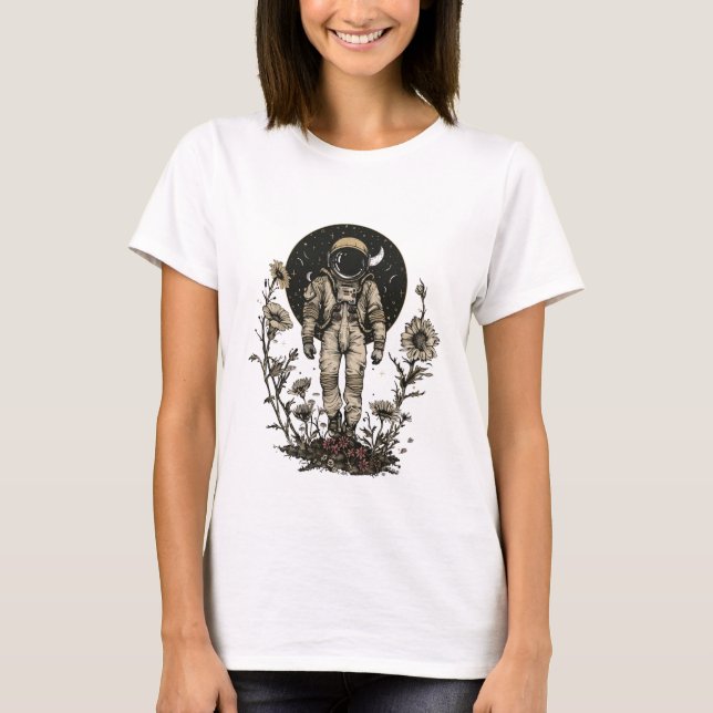 T-shirt Boho Céleste astronaute de lune dans l'espace (Devant)