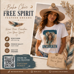 T-shirt Boho Chic Esprit Libre Rêves de Plumes Artwork
