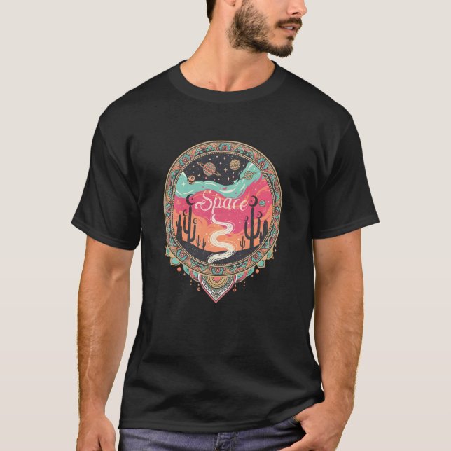 T-shirt Boho Cosmic Desert Retro (Devant)