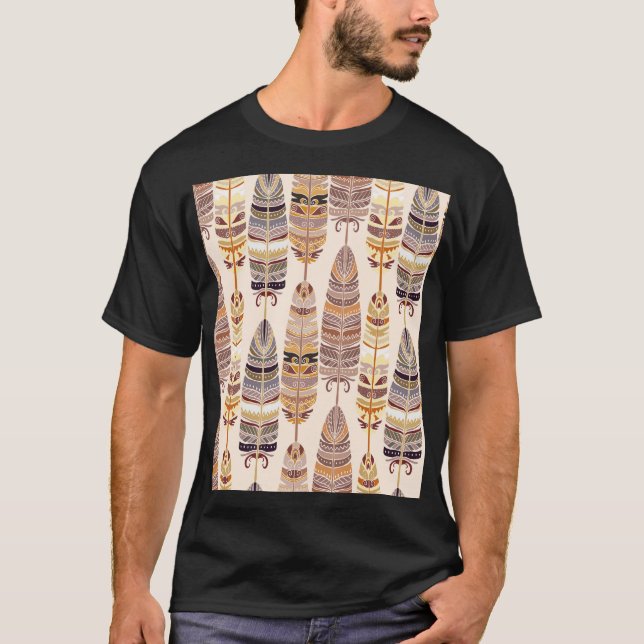 T-shirt Boho Feathes : Motif Tribal sans Seamless (Devant)