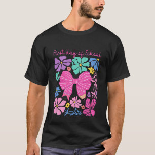 T-shirt Boho Floral 1er Jour d'École Coquette Bow Enseigna