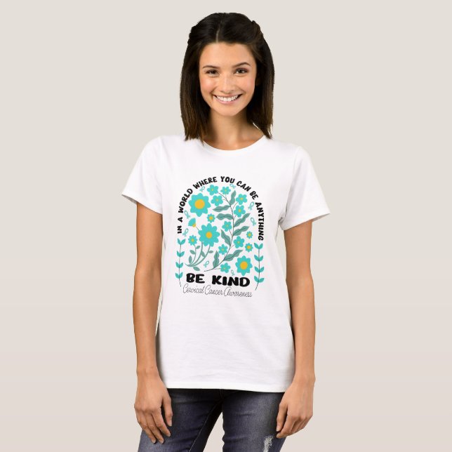 T-shirt Boho Floral Cervical Cancer Be Genind (Devant entier)