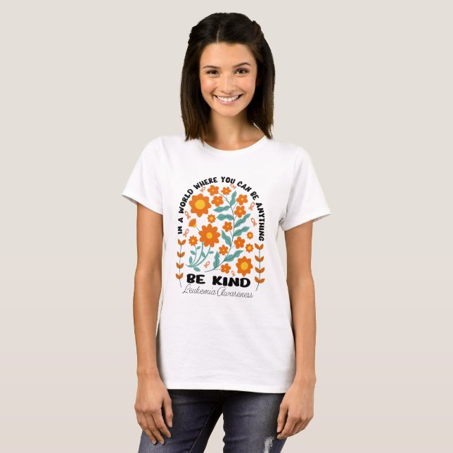 T-shirt Boho Floral Leukemia Be Kind (Devant entier)