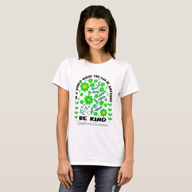 T-shirt Boho Floral Lymphoma Be Kind (Devant entier)