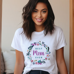 T-shirt Boho Floral Wreath Meilleure maman jamais