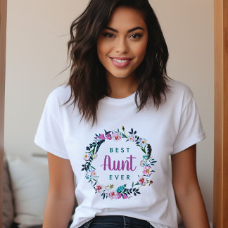 T-shirt Boho Floral Wreath meilleure tante jamais