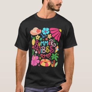 T-shirt Boho Flower Hello Vibes été Funny Beach Life Me