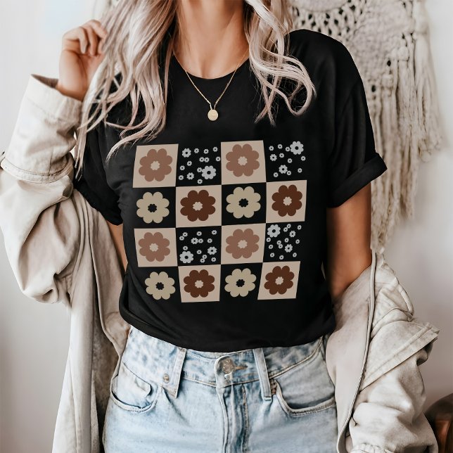 T-shirt Boho Flowers À damiers (Créateur téléchargé)