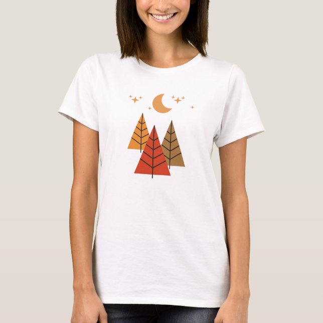 T-shirt Boho Geometric Forest – Minimalist Pine Trees (Devant)