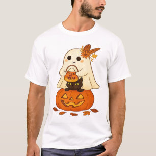 T-shirt Boho Ghost & Black Cat � Trick or Treat sur une ci