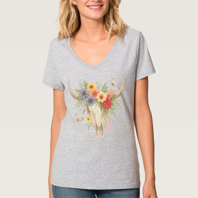 T-shirt Boho Gothique Floral (Devant)