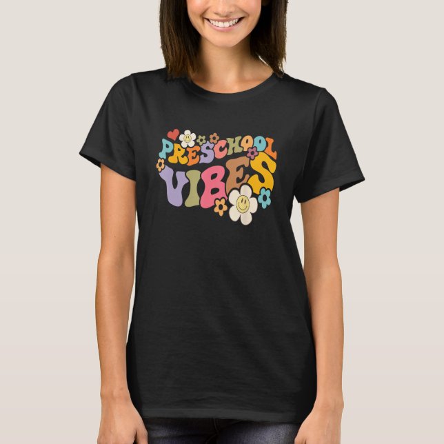 T-shirt Boho Groovy Back to School Preschool Vibes Teacher (Devant)