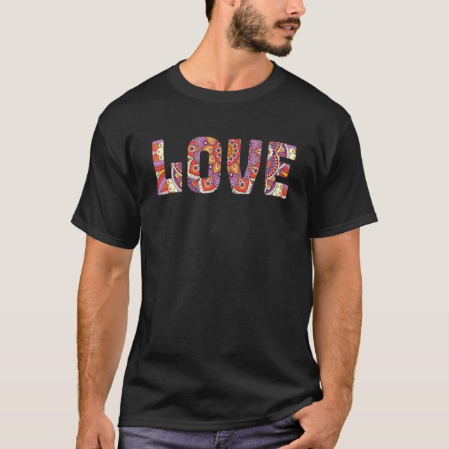 T-shirt Boho Love Mandala Letting Positivity Cora violet (Devant)