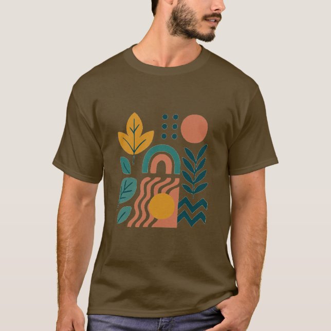 T-shirt Boho moderne Abstrait Nature Wall Art (Devant)