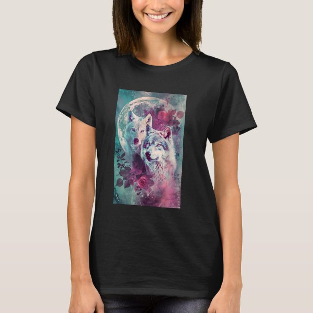 T-shirt Boho Mystic Wolf Art (Devant)