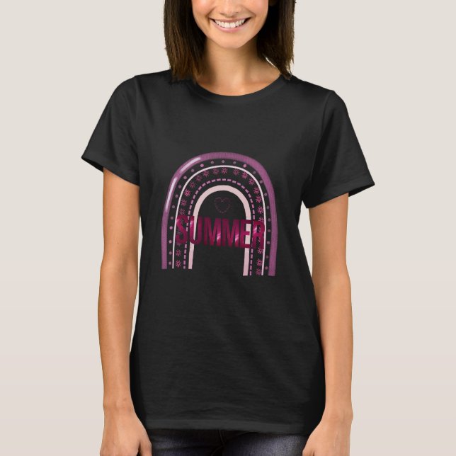 T-shirt Boho noir violet féminin d'été (Devant)