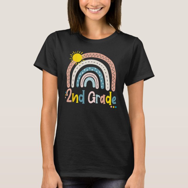 T-shirt Boho Rainbow 2nd Grade Teacher Student  Back To Sc (Devant)