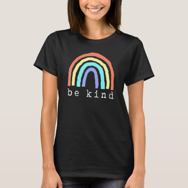 T-shirt Boho Rainbow Be Kind Pride Lbgtqia (Devant)