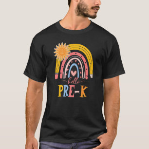 T-shirt Boho Rainbow Bonjour Pré K Enseignant Premier Jour