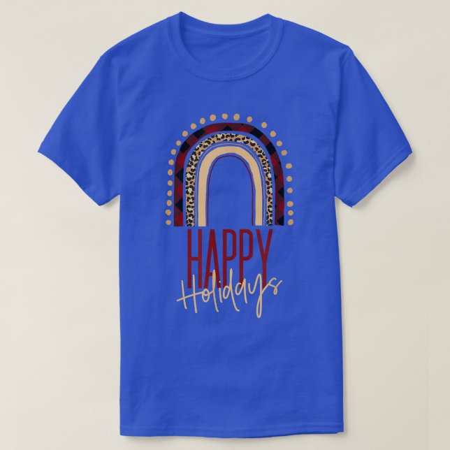 T-shirt Boho Rainbow Buffalo Plaid Empreinte de léopard Ha (Design devant)
