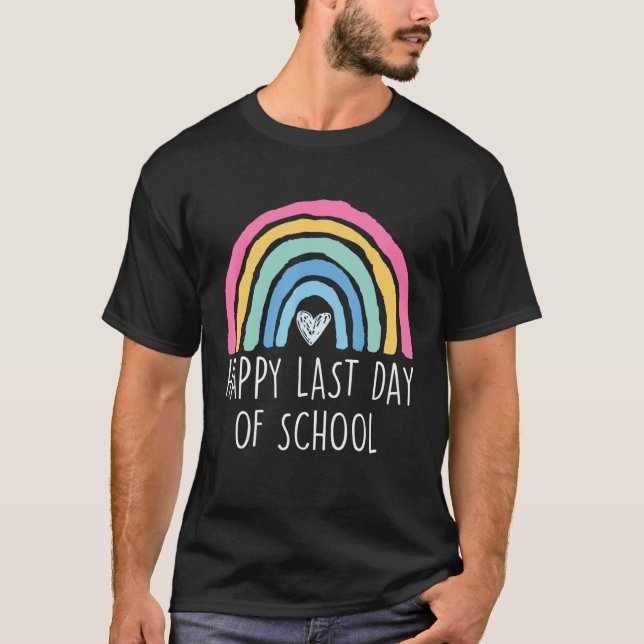 T-shirt Boho Rainbow Dernier Jour De L'École Étudiant Il (Devant)