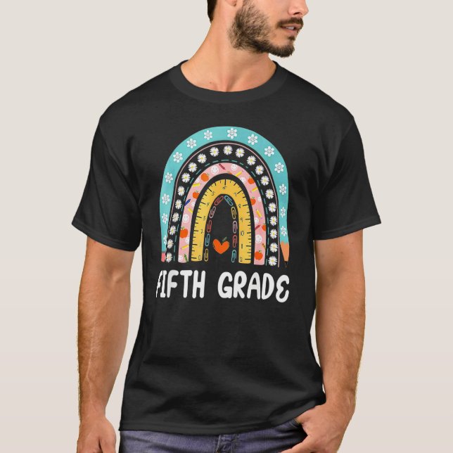 T-shirt Boho Rainbow Élève de cinquième année Enseignant R (Devant)