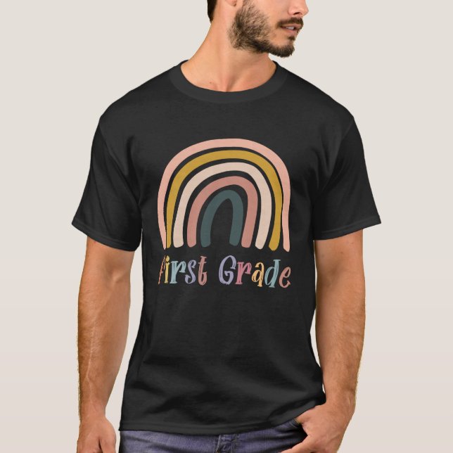 T-shirt Boho Rainbow First Day of School 2021 First Grade  (Devant)