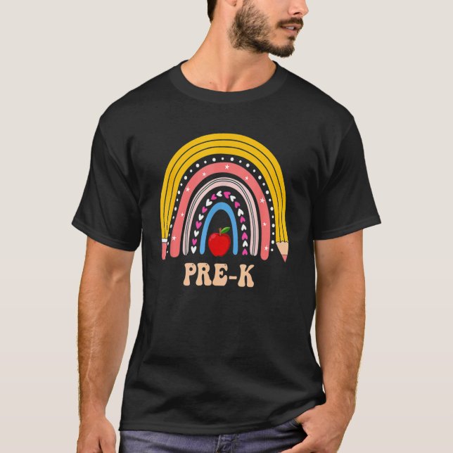 T-shirt Boho Rainbow Pré K Étudiant Retour À L'École (Devant)