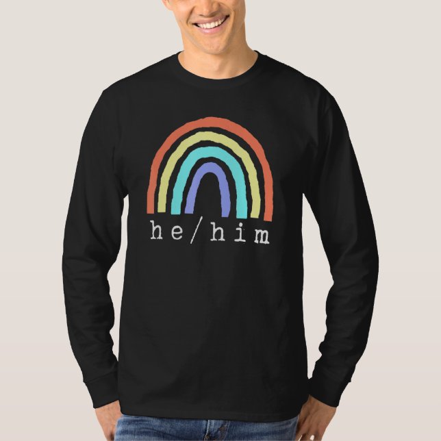 T-shirt Boho Rainbow Pronononounes He Pride Lbgtqia (Devant)