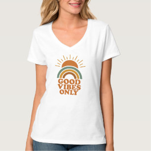 T-shirt Boho Rainbow Sun "Good Vibes Only" Conception de d