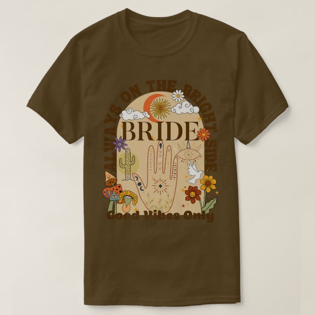 T-shirt Boho Retro Céleste Bachelorette Mariée (Design devant)
