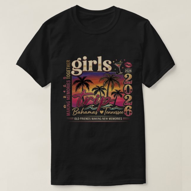 T-shirt Boho Rose & Orange  | Voyage Filles Rétro Coucher  (Design devant)