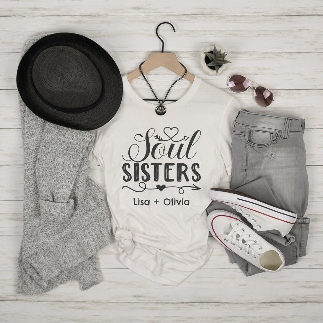 T-shirt Boho Soul Sisters Nom personnalisé Meilleur Ami (Boho Soul Sisters Custom Name Best Friend T-Shirt)