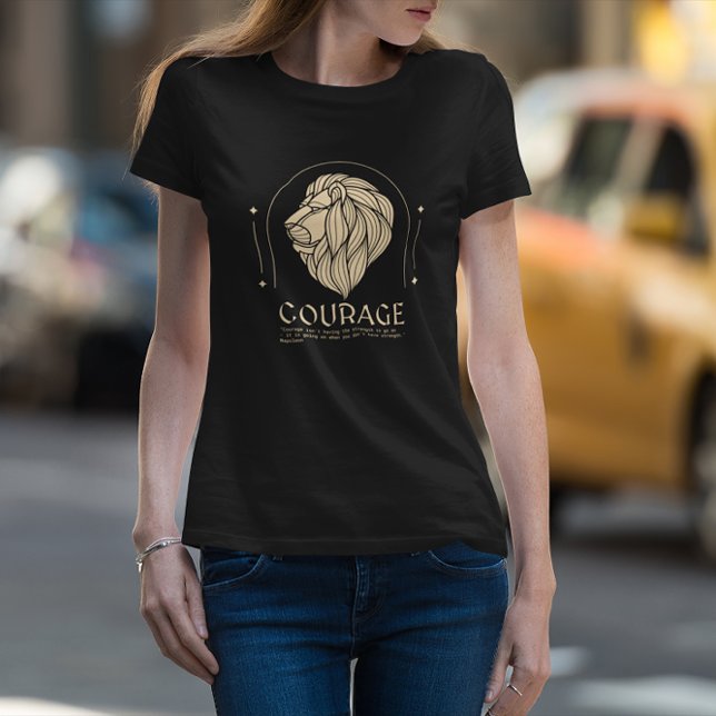 T-shirt Boho Style Gold Lion Head Courage Napoléon Citatio (Créateur téléchargé)