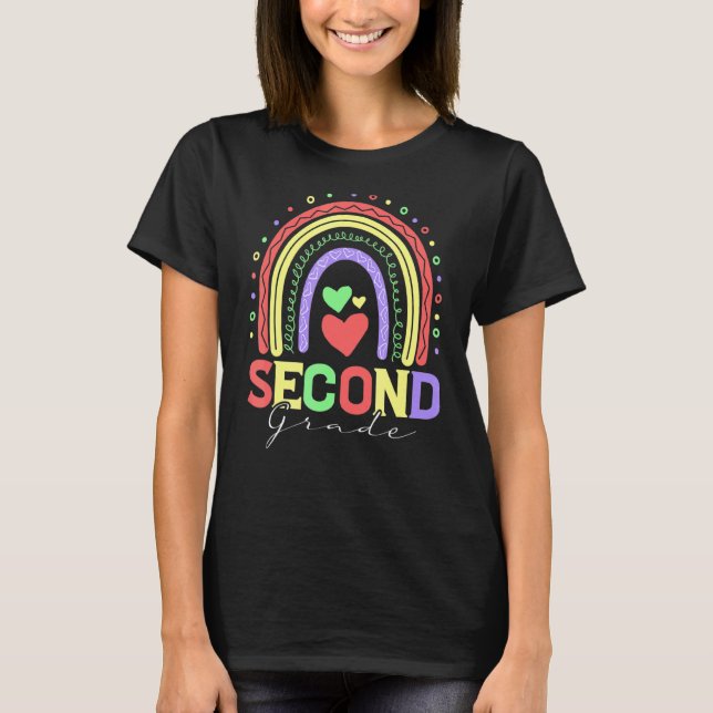 T-shirt Boho Style Rainbow Second Grade Pastel Retour À Sc (Devant)