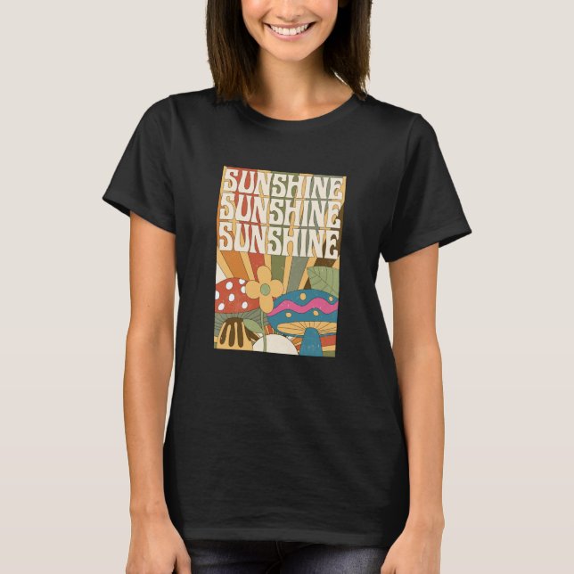 T-shirt Boho Sunshine Mushroom Plant Flower Garden Foragin (Devant)