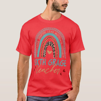 T-shirt Boho Teach Love Inspire Enseignant de 6e année Leo