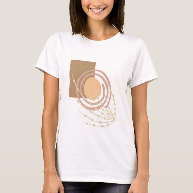 T-shirt Boho tendance Abstraite lune et fleur (Devant)