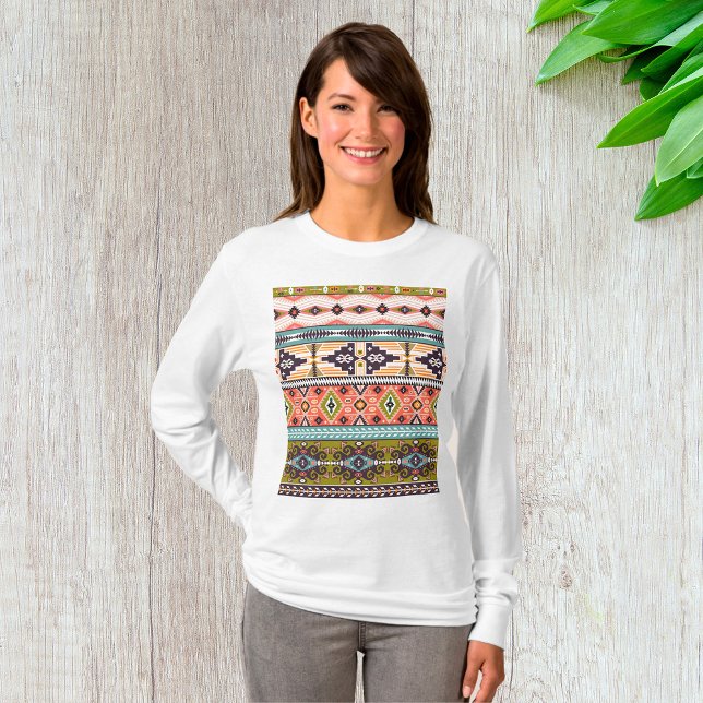 T-shirt Boho Tribal Motif géométrique Sud-Ouest Aztec (Créateur téléchargé)