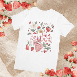 T-shirt Boho Vibes fraises Coquette Floral Girl rose