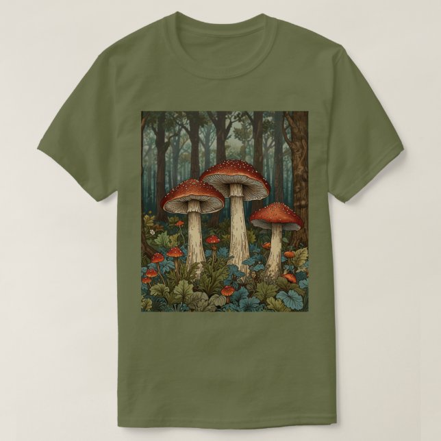 T-shirt Boho vintage champignons forêt (Design devant)