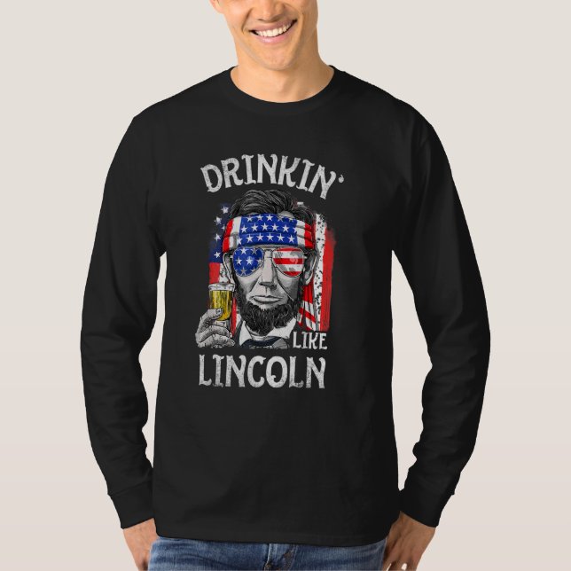 T-shirt Boire Comme Lincoln 4 juillet Hommes Abraham Meri (Devant)
