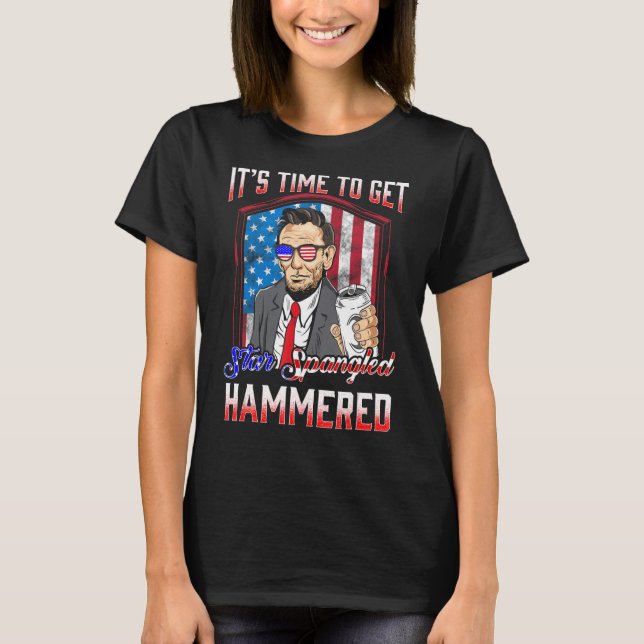 T-shirt Boire Comme Lincoln Star Épinglé Hammered (Devant)